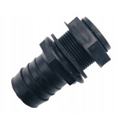 Straight water connection, 1 inch on 30 mm black connector