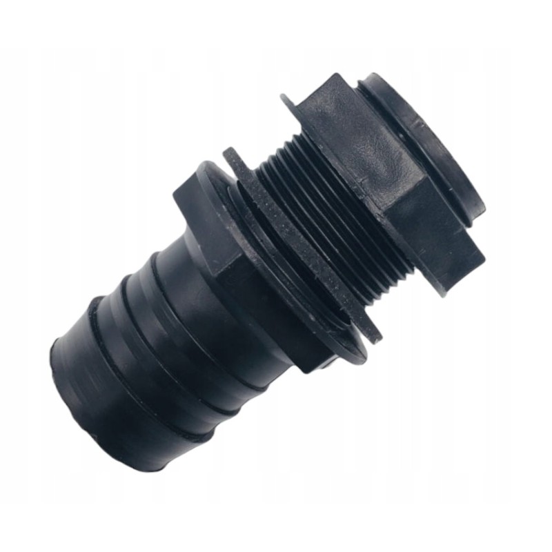 Straight water connection, 1 inch on 30 mm black connector