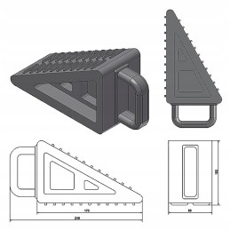 Rubber wedge securing under trailer wheels