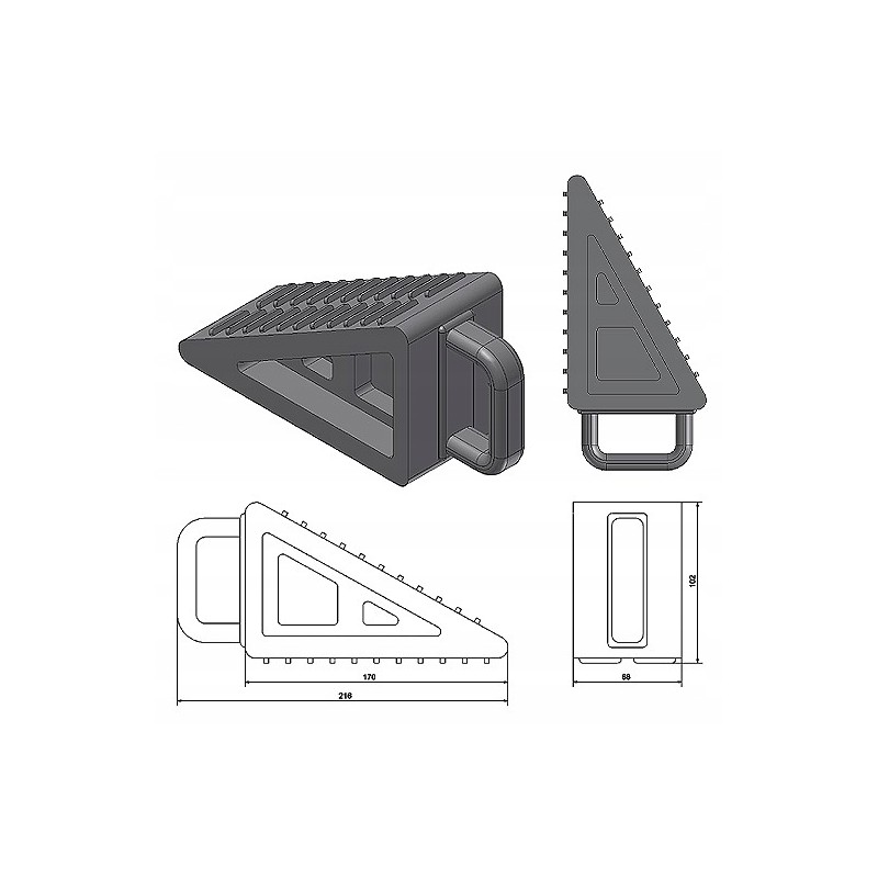 Rubber wedge securing under trailer wheels