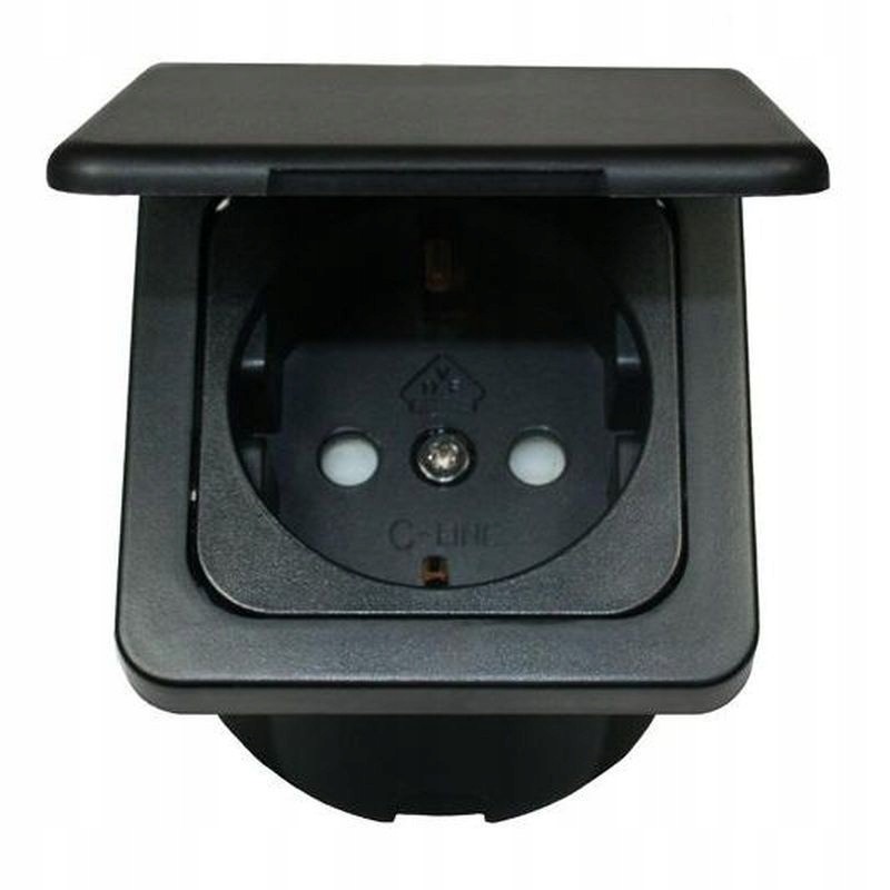 C line 230v socket, isobox flap, black haba
