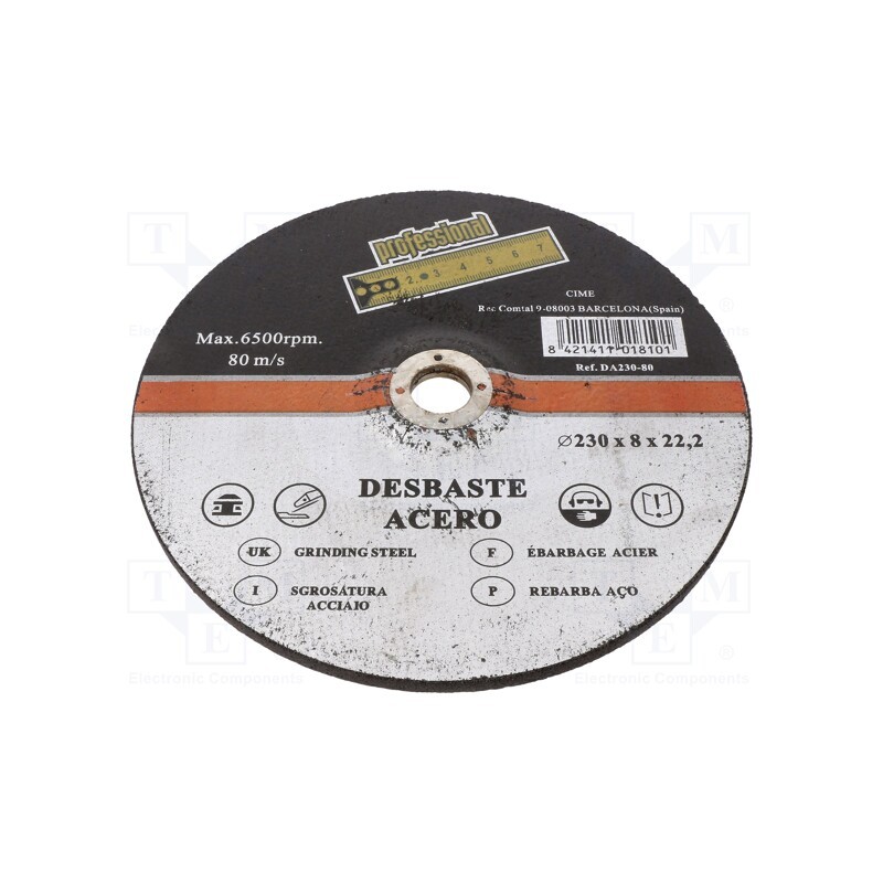 1 pcs x MEDID - DA23080 - Grinding wheels, Ø: 230mm, Øhole: 22mm, Disc thick: 8mm