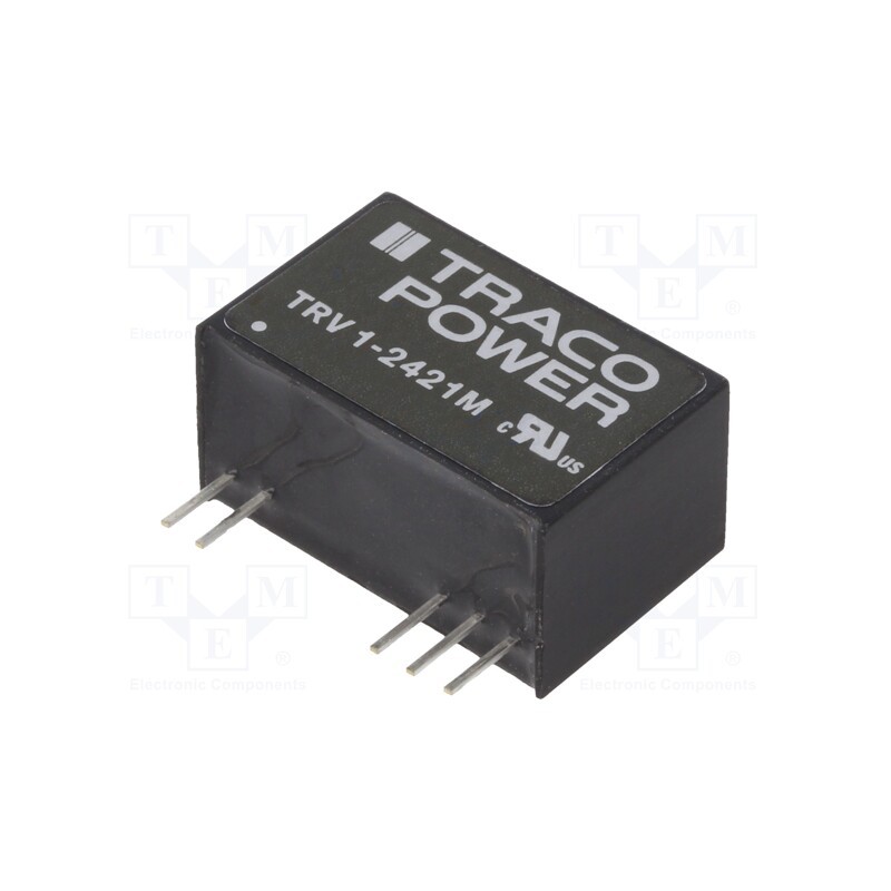 1 pcs x TRACO POWER - TRV 1-2421M - Converter: DC/DC, 1W, Uin: 19.2÷28.8V, Uout: 15VDC, Uout2: -5VDC