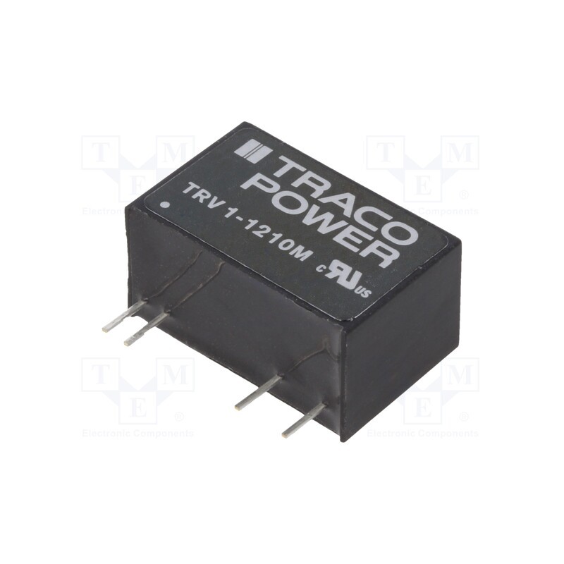 1 pcs x TRACO POWER - TRV 1-1210M - Converter: DC/DC, 1W, Uin: 9.6÷14.4V, Uout: 3.3VDC, Iout: 303mA, SIP9