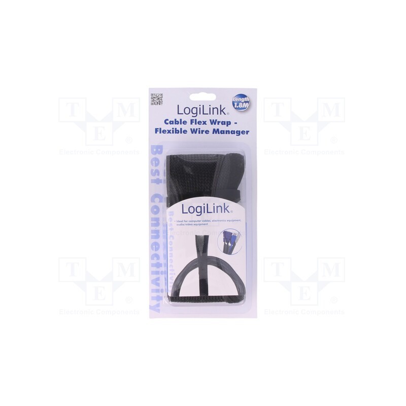 1 pcs x LOGILINK - KAB0006 - Braid, black, L: 1.8m, Features: multi use, ØBundle : 32mm
