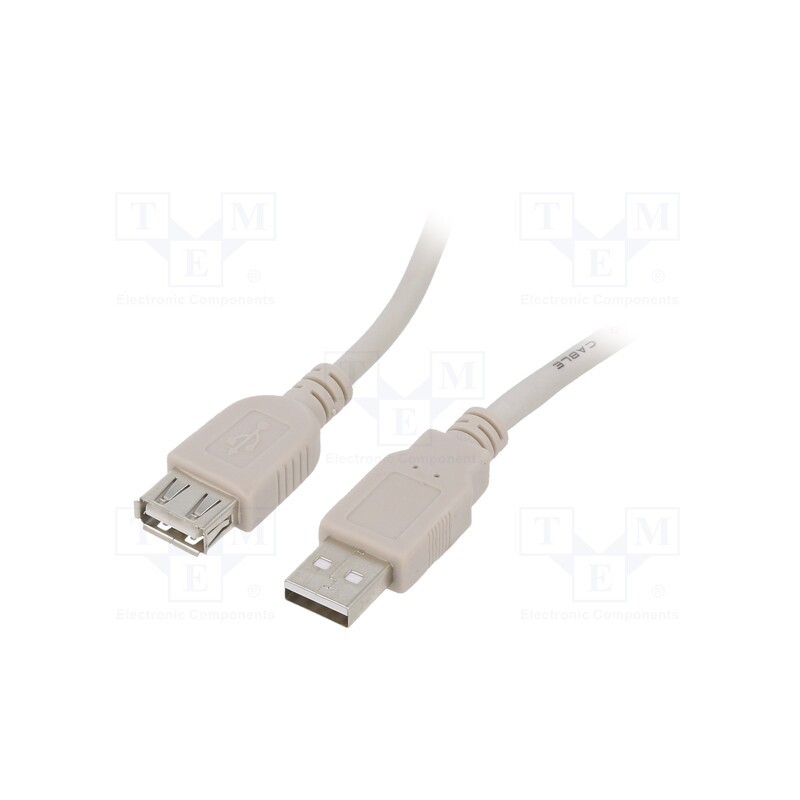 1 pcs x GEMBIRD - CCB-USB2-AMAF-10 - Cable, USB 2.0, USB A socket,USB A plug, gold-plated, 3m, beige