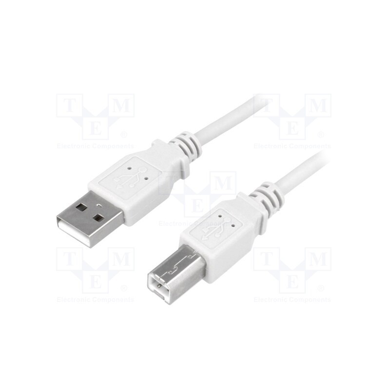 1 pcs x LOGILINK - CU0007 - Cable, USB 2.0, USB A plug,USB B plug, nickel plated, 1.8m, grey