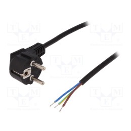 1 pcs x LOGILINK - CP135 - Cable, CEE 7/7 (E/F) plug angled,wires, 1.5m, black, 10A, 250V