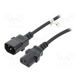 1 pcs x Goobay - 95287 - Cable, IEC C13 female,IEC C14 male, PVC, 3m, black, 10A, 250V