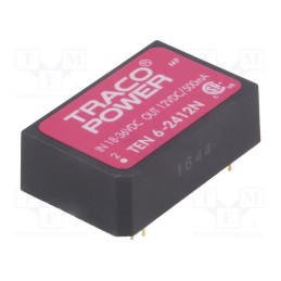 1 pcs x TRACO POWER - TEN 6-2412N - Converter: DC/DC, 6W, Uin: 18÷36V, Uout: 12VDC, Iout: 500mA, DIP24