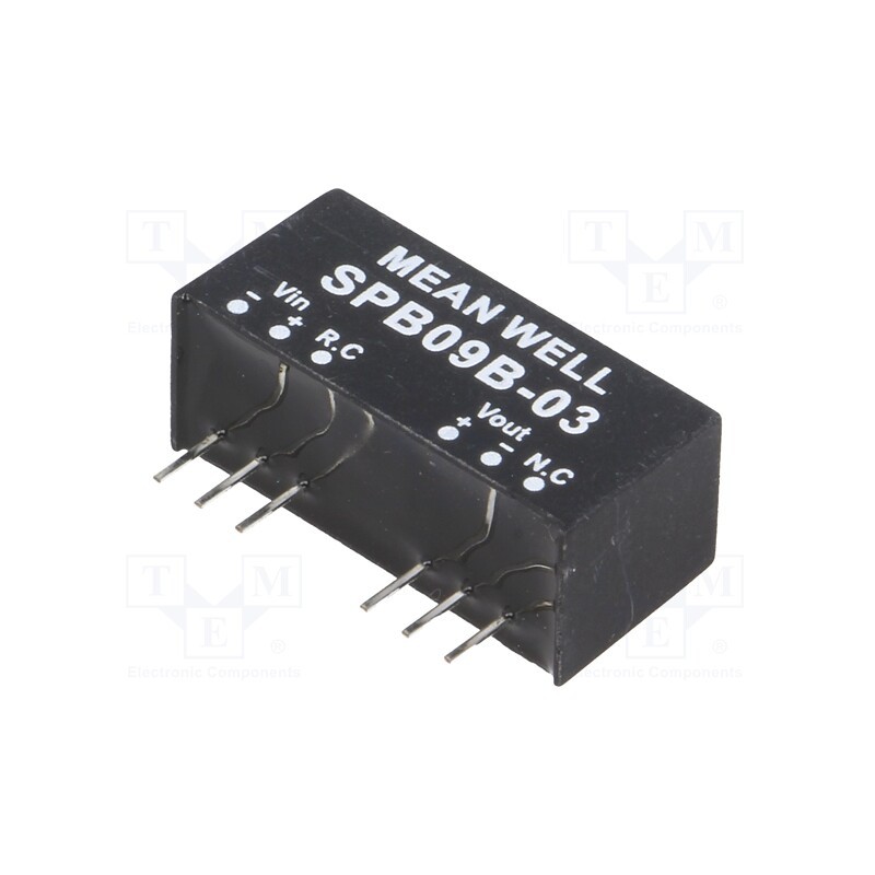 1 pcs x MEAN WELL - SPB09B-03 - Converter: DC/DC, 9W, Uin: 18÷36V, Uout: 3.3VDC, Iout: 0÷2000mA, SIP8
