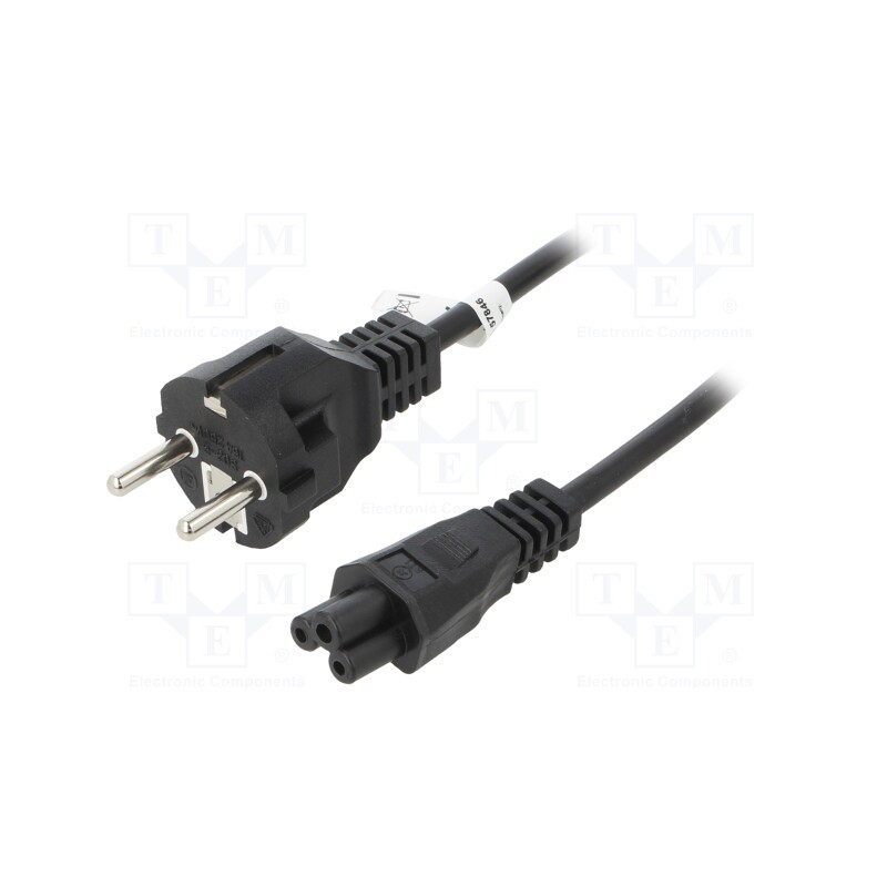 1 pcs x Goobay - 93586 - Cable, CEE 7/7 (E/F) plug,IEC C5 female, PVC, 1.8m, black, 2.5A