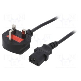 1 pcs x GEMBIRD - PC-187 - Cable, 3x0.5mm2, BS 1363 (G) plug,IEC C13 female, PVC, 1.8m, 5A