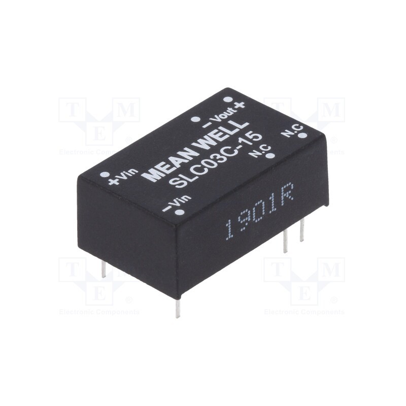 1 pcs x MEAN WELL - SLC03C-15 - Converter: DC/DC, 3W, Uin: 36÷75V, Uout: 15VDC, Iout: 200mA, DIP16