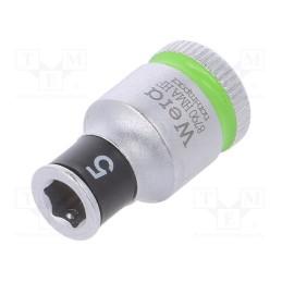 1 pcs x WERA - 5003719001 - Socket, 6-angles,socket spanner, HEX 5mm, 1/4', 23mm, Zyklop