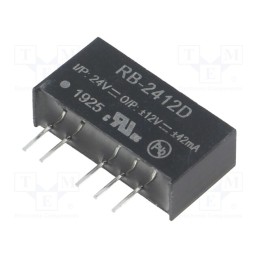 1 pcs x RECOM - RB-2412D - Converter: DC/DC, 1W, Uin: 21.6÷26.4V, Uout: 12VDC, Uout2: -12VDC