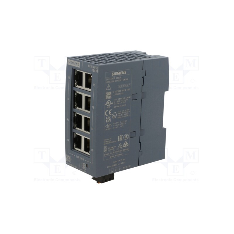 1 pcs x SIEMENS - 6GK5008-0BA10-1AB2 - Switch Ethernet, unmanaged, Number of ports: 8, 24VDC, RJ45, IP20