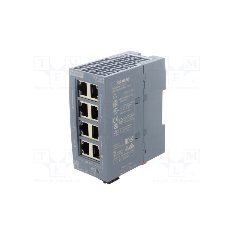 1 pcs x SIEMENS - 6GK5008-0GA10-1AB2 - Switch Ethernet, unmanaged, Number of ports: 8, 24VDC, RJ45, IP20