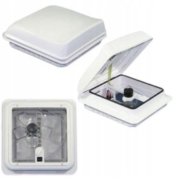 Fiamma turbo vent 12v camper roof window with fan 28x28 f white front