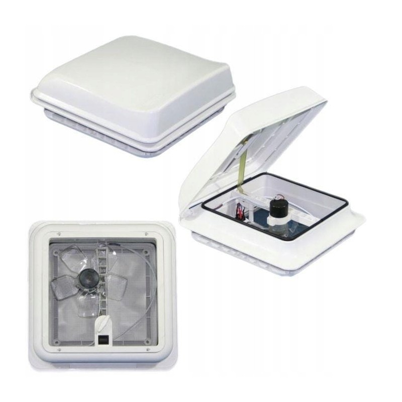 Fiamma turbo vent 12v camper roof window with fan 28x28 f white front