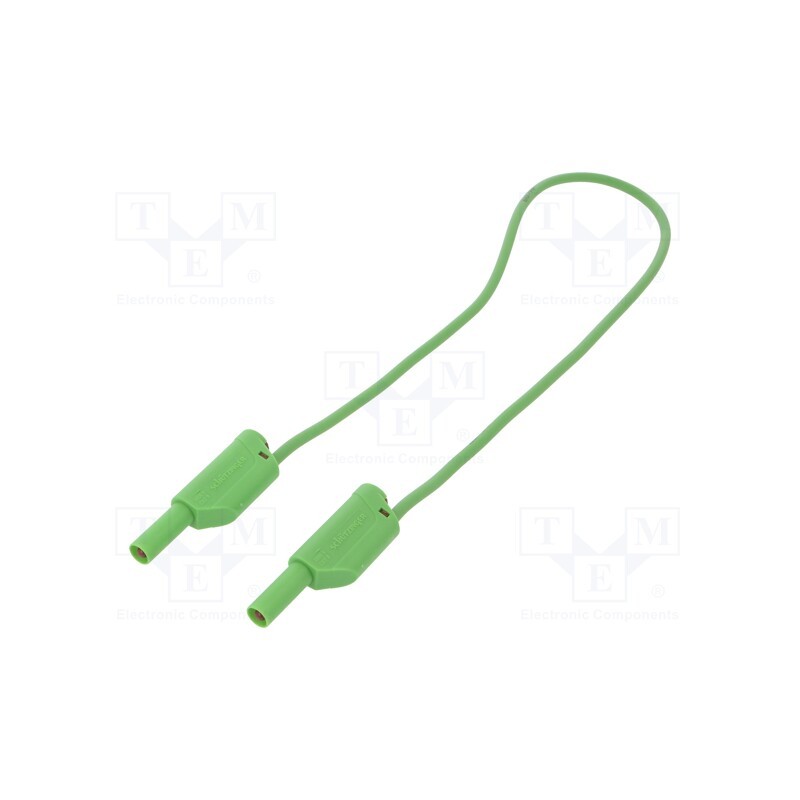 1 pcs x SCHu00dcTZINGER - VSFK 5000 / 1 / 50 / GN - Test lead, 16A, banana plug 4mm,both sides, Len: 0.5m, green