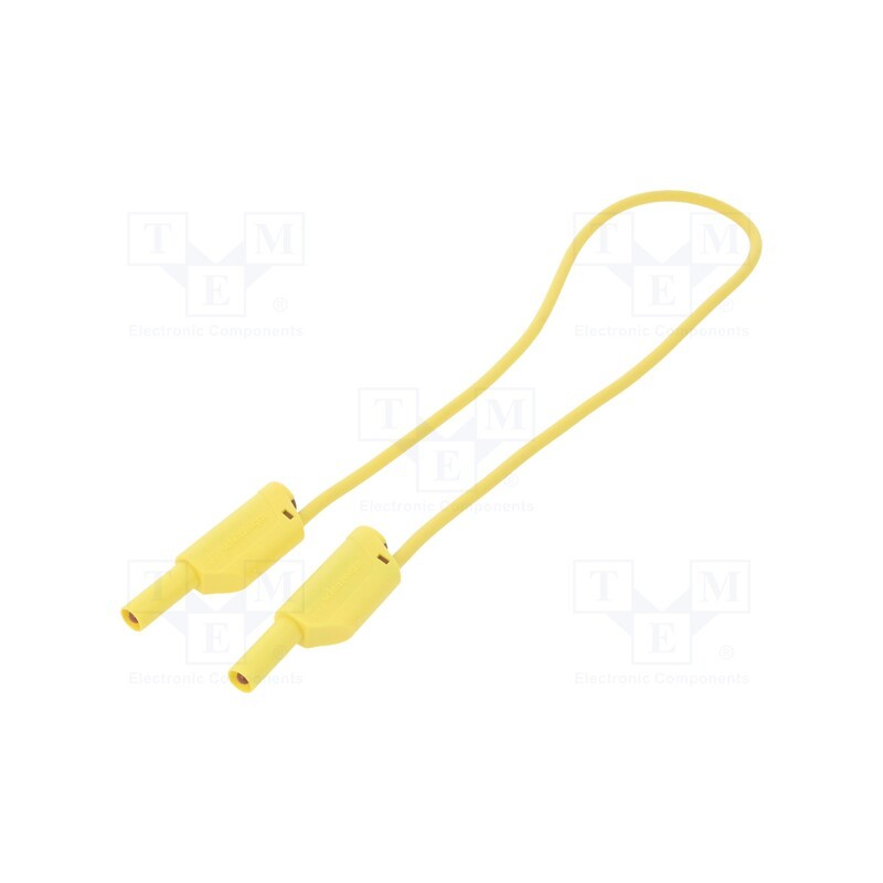 1 pcs x SCHu00dcTZINGER - VSFK 5000 / 1 / 50 / GE - Test lead, 16A, banana plug 4mm,both sides, Len: 0.5m, yellow