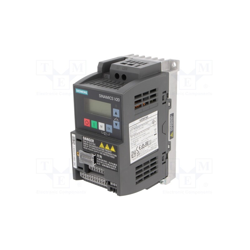 1 pcs x SIEMENS - 6SL3210-5BB13-7BV1 - Inverter, Max motor power: 0.37kW, Usup: 200÷240VAC, 0÷599Hz, IN: 6