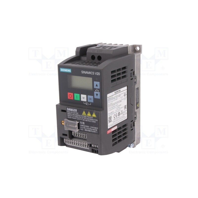1 pcs x SIEMENS - 6SL3210-5BB13-7UV1 - Inverter, Max motor power: 0.37kW, Usup: 200÷240VAC, 0÷599Hz, IN: 6