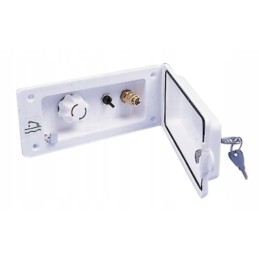 White external shower connection for the camper