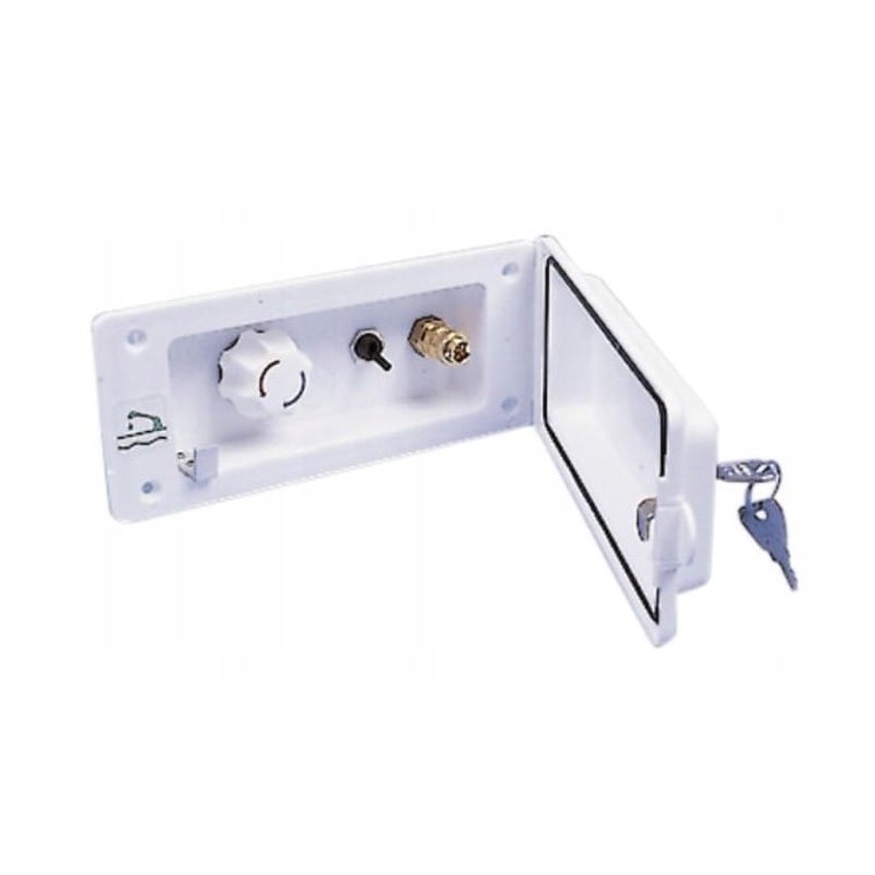 White external shower connection for the camper