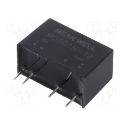 1 pcs x MEAN WELL - MDS01N-12 - Converter: DC/DC, 1W, Uin: 21.6÷26.4V, Uout: 12VDC, Iout: 84mA, SIP7