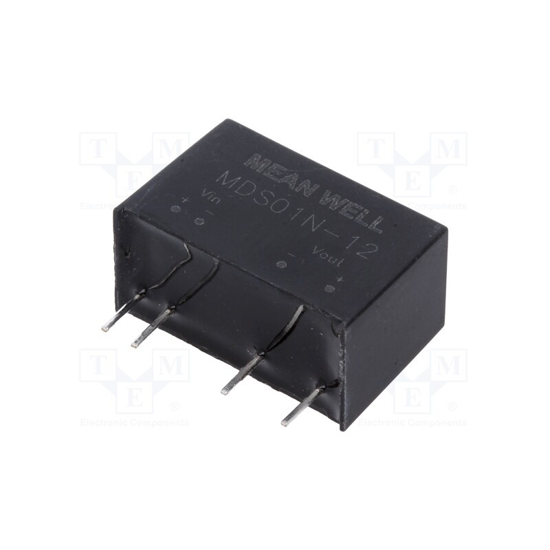 1 pcs x MEAN WELL - MDS01N-12 - Converter: DC/DC, 1W, Uin: 21.6÷26.4V, Uout: 12VDC, Iout: 84mA, SIP7