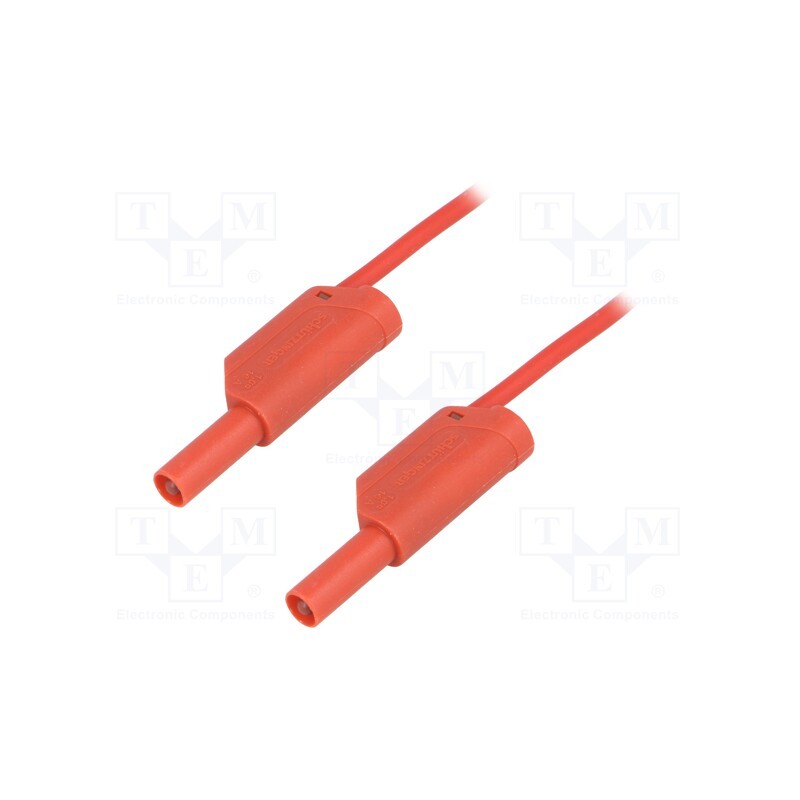 1 pcs x SCHu00dcTZINGER - VSFK 5000 / 1 / 50 / RT - Test lead, 16A, banana plug 4mm,both sides, Len: 0.5m, red