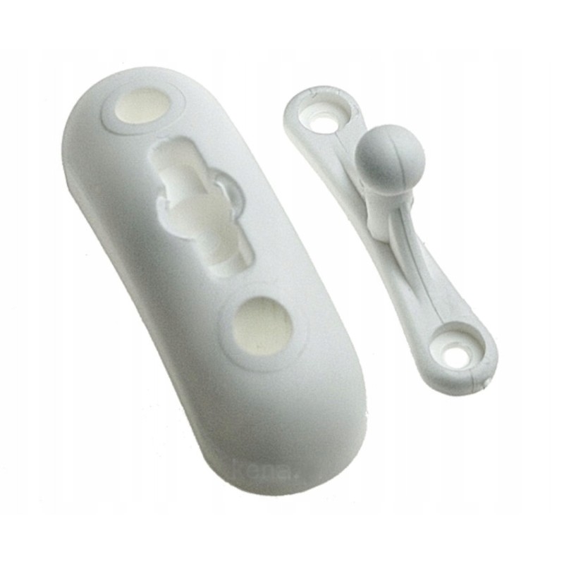 Oval latch, white, locks the door open