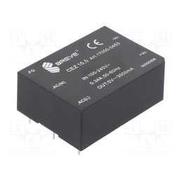 1 pcs x BREVE TUFVASSONS - 17000-0453 - Converter: AC/DC, 15W, 85÷265VAC, Usup: 120÷380VDC, Uout: 5VDC