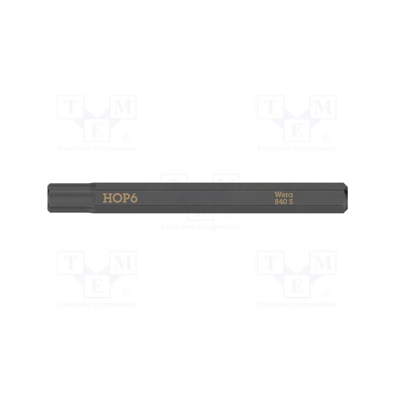 1 pcs x WERA - 5018153001 - Screwdriver bit, Hex Plus key, HEX 6mm, Overall len: 70mm