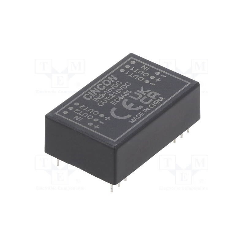 1 pcs x CINCON - EC4A05 - Converter: DC/DC, 5/6W, Uin: 9÷18V, Uout: 15VDC, Uout2: -15VDC, DIP24