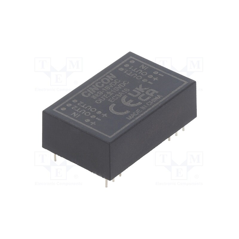 1 pcs x CINCON - EC3A16 - Converter: DC/DC, 3W, Uin: 9÷18V, Uout: 15VDC, Uout2: -15VDC, DIP24