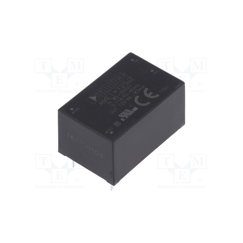 1 pcs x AIMTEC - AME1-12SJZ - Converter: AC/DC, 1W, 85÷305VAC, Usup: 120÷430VDC, Uout: 12VDC, 73%