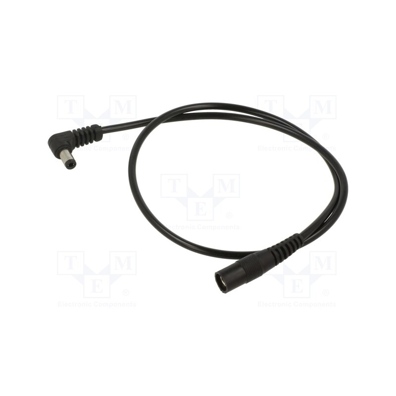 1 pcs x WEST POL - A25-C21-C050-050BK - Cable, 1x0.5mm2, DC 5,5/2,1 socket,DC 5,5/2,5 plug, angled, 0.5m