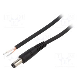 1 pcs x WEST POL - P25-TT-C075-050BK - Cable, 1x0.75mm2, wires,DC 5,5/2,5 plug, straight, black, 0.5m