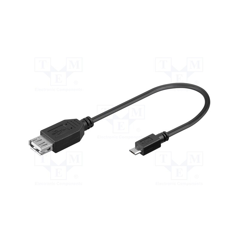 1 pcs x Goobay - 95193 - Cable, USB 2.0, USB A socket,USB B micro plug, 0.2m, black, PVC