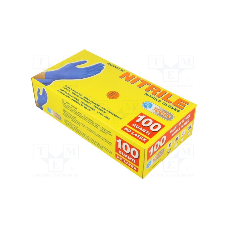 1 pcg x PG TOOLS - 506.19 - Protective gloves, Size: 7,S, blue, nitryl, 100pcs.