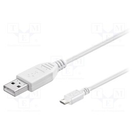 1 pcs x Goobay - 96192 - Cable, USB 2.0, USB A plug,USB B micro plug, 0.6m, white, Core: Cu