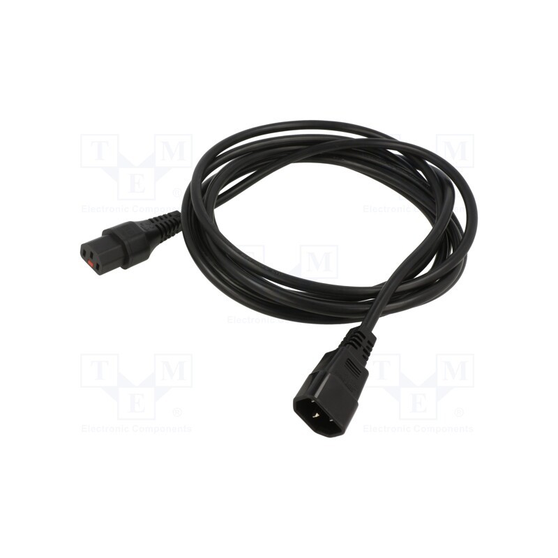 1 pcs x SCHAFFNER - IL13-C14-H05-3100-350 - Cable, IEC C13 female,IEC C14 male, 3.5m, with IEC LOCK locking