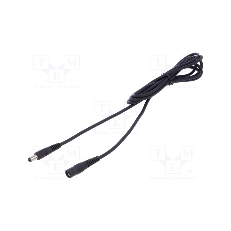 1 pcs x WEST POL - P21-C21-C100-200BK - Cable, 1x1mm2, DC 5,5/2,1 plug,DC 5,5/2,1 socket, straight, 2m