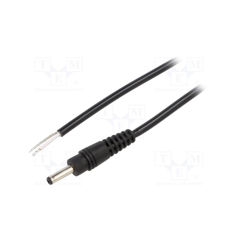 1 pcs x WEST POL - P13-TT-C050-050BK - Cable, 1x0.5mm2, wires,DC 3,5/1,3 plug, straight, black, 0.5m