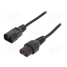 1 pcs x IEC LOCK - IEC-PC1022 - Cable, IEC C13 female,IEC C14 male, PVC, 3m, black, 10A, 250V
