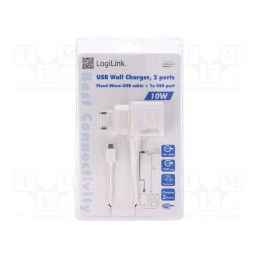 1 pcs x LOGILINK - PA0146W - Power supply: switched-mode, plug, 5VDC, 2A, Out: USB, 76x42x25mm