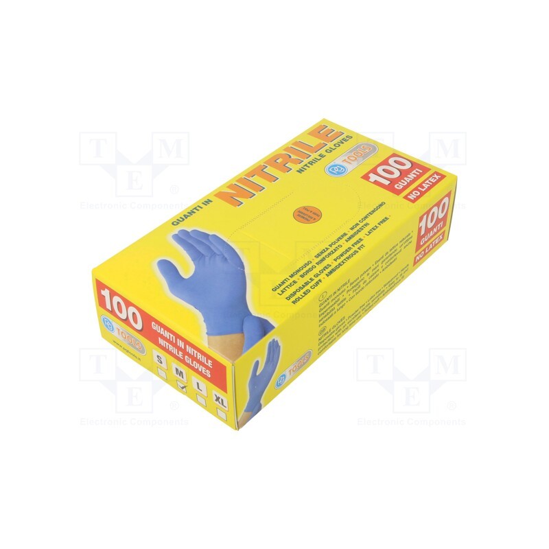1 pcg x PG TOOLS - 506.2 - Protective gloves, Size: 8,M, blue, nitryl, 100pcs.